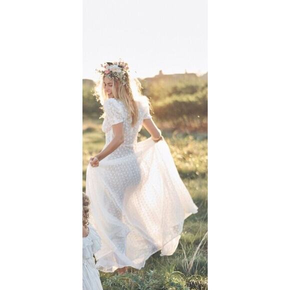 $900 Love Shack Fancy Castella Wedding Bridal Dress White Embroidered Maxi Sz 4 - Picture 3 of 16